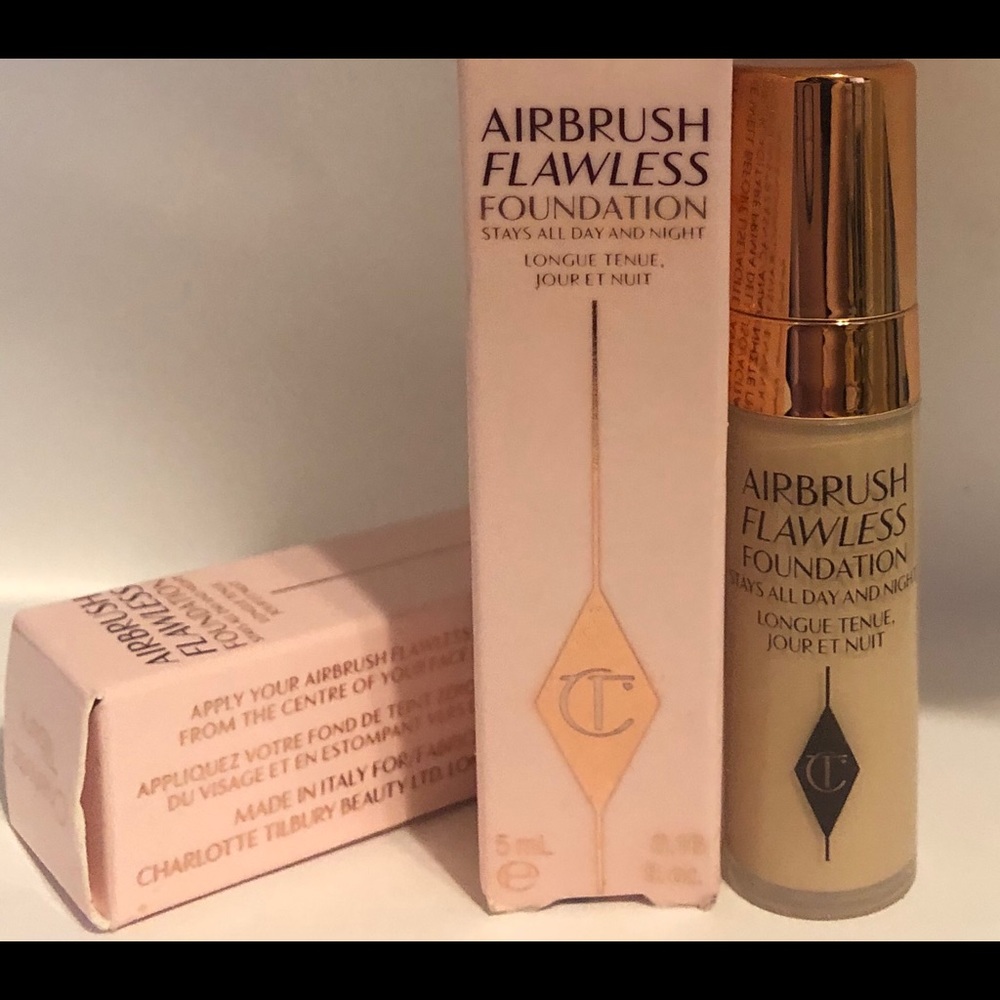 Charlotte Tilbury airbrush flawless foundation set of 2 trial size 5.5 neutral